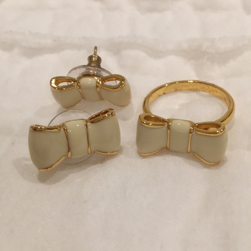 Kate Spade “Take a Bow” Earring and Sz 7 Ring Set